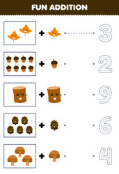 Fun Counting & Addition Worksheet vector image
