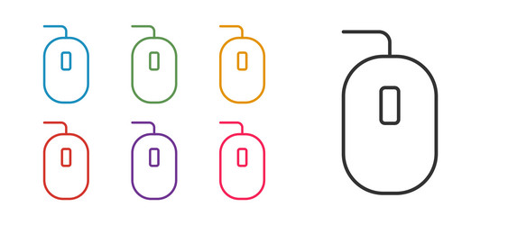 set line computer mouse gaming icon isolated vector image