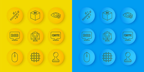 set line computer mouse speech bubble with rgb vector image