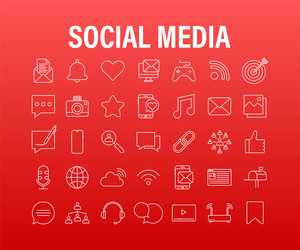 set social media icon telephone digital vector