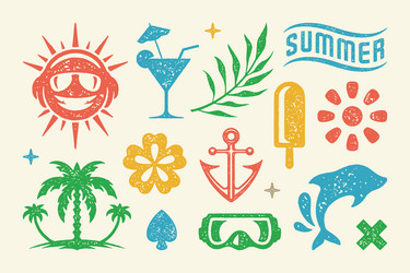 summer symbols and objects set vector image