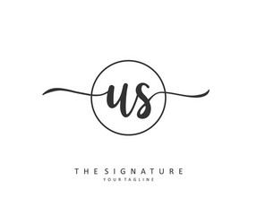 U s us initial letter handwriting and signature Vector Image