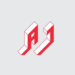 aj - 2-letter code isometric 3d font for design vector image
