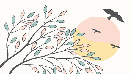 birds on branch with abstract background design vector image