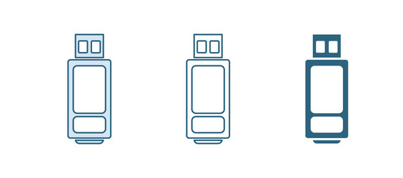 blue usb flash drive icon isolated on white Vector Image