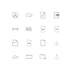 files and folders sign linear thin icons set vector image