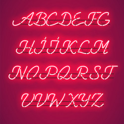 glowing red neon uppercase script font vector image