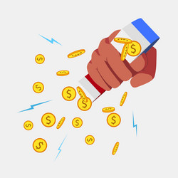 magnet and golden coins in hand Vector Image