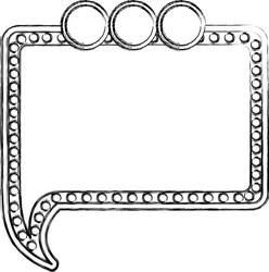 monochrome sketch of rectangular speech with tail vector image