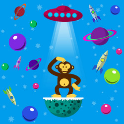 seamless pattern with space monkey vector