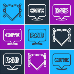 set line heart with bezier curve speech bubble vector image