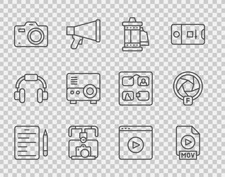 set line scenario mov file document camera roll vector image