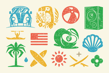 summer symbols and objects set vector