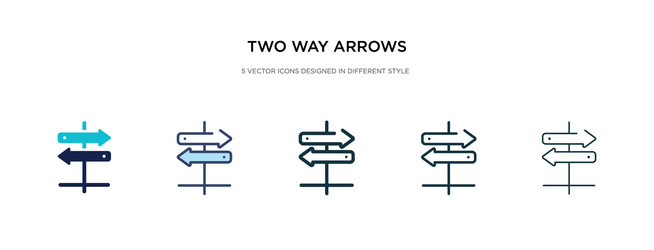 Two way arrows icon in different style vector