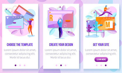 user onboarding web page flat template vector