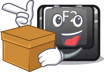 With box cartoon f2 button on keyboard vector