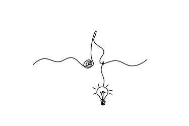 abstract whole note with light bulb as continuous vector image