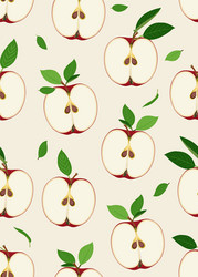 Apple Slice with Leaf Pattern vector image