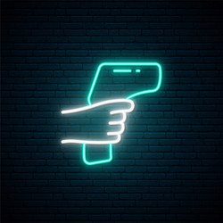 fever check neon sign body temperature vector