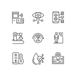 Innovative technology pixel perfect linear icons vector