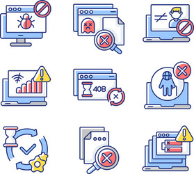 internet connection rgb color icons set vector image