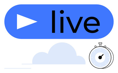 live streaming button with play icon and timer vector image