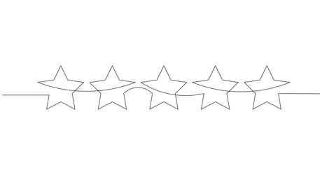 one continuous line drawing of five stars rating vector image