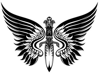 Winged Sword Emblem Vector Image