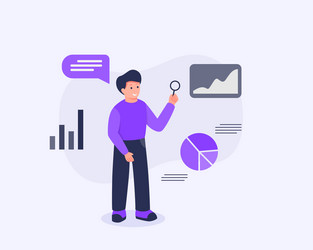 business man analysis graph and chart data vector image