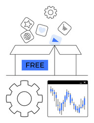 digital tools and analytics emerging from free box vector image