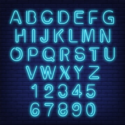 Neon Blue Alphabet Sign Vector Image