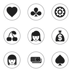 set of 9 editable game icons includes symbols vector image