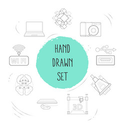 set of tech icons line style symbols with vga plug vector image