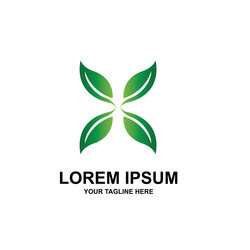 Simple green leaf icon logo Royalty Free Vector Image