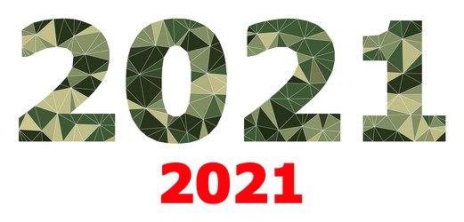 triangulated mosaic 2021 year digits icon in camo vector image