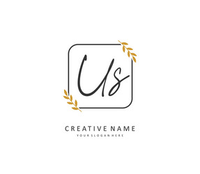 U s us initial letter handwriting and signature Vector Image