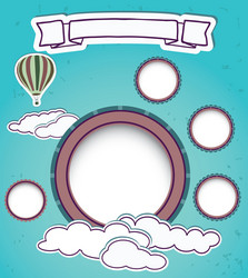 vintage web design template with clouds vector image