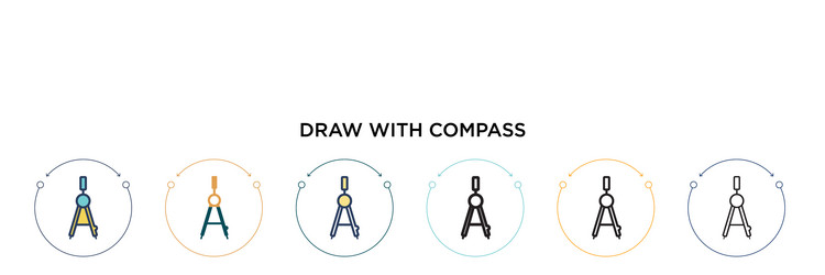 draw with compass icon in filled thin line vector image