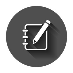 Notepad edit document with pencil icon long vector