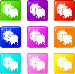 paintball splash blob icons set 9 color collection vector image