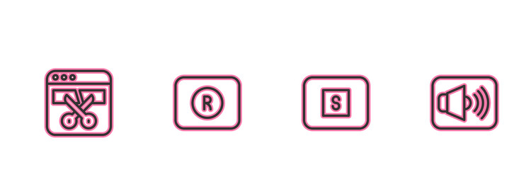 set line video recorder or editor stop media vector image