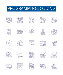 Programming coding line icons signs set design vector