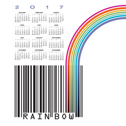 2017 upc barcode calendar with rainbow vector