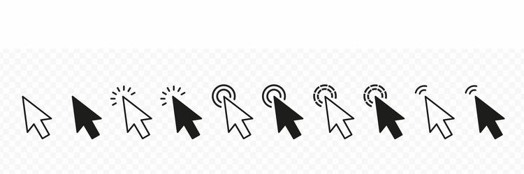 cursor click icon flat web pointer set vector image