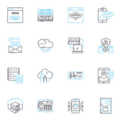 virtual design linear icons set simulation vector image