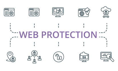 Web protection icon set collection of simple vector