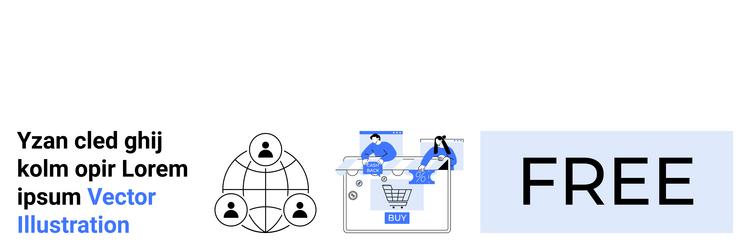 e-commerce platform with free access and global vector image