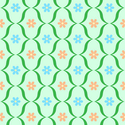 flower on green network seamless pattern vector image