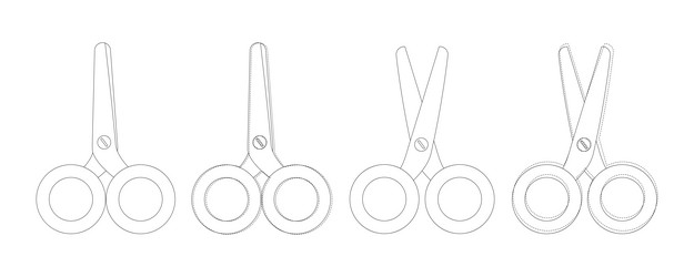 set of white scissors open and closed vector image