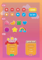 complete set of level button game ui pop-up icon vector image